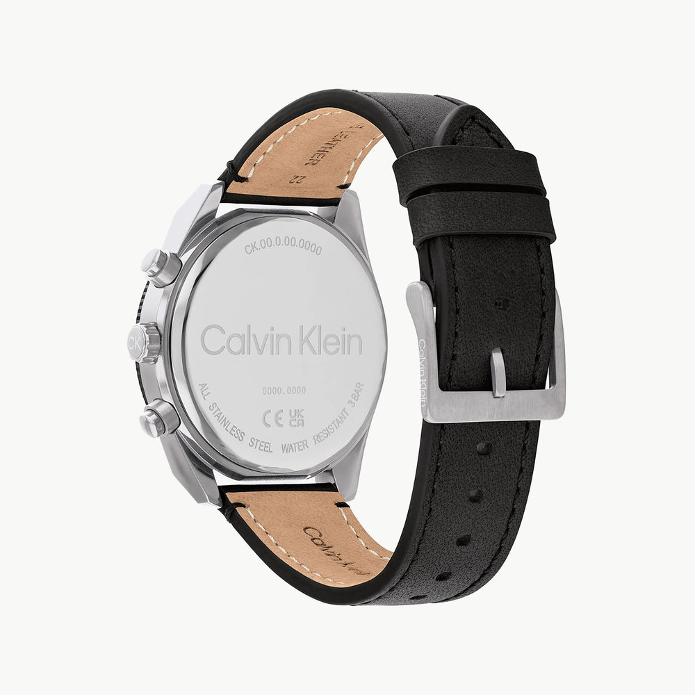 Ck Calvin Klein Men's Black Leather Watch, Black Dial | K1c21126b by i-watch