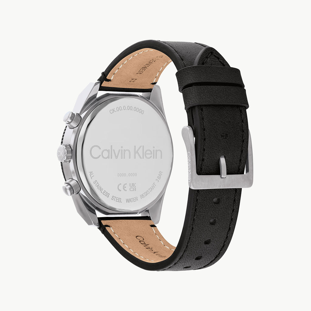 CK CALVIN KLEIN BLACK ELEGANCE - MODERN STAINLESS STEEL MEN'S WATCH with sleek leather band and bold dial-i-Watch-3