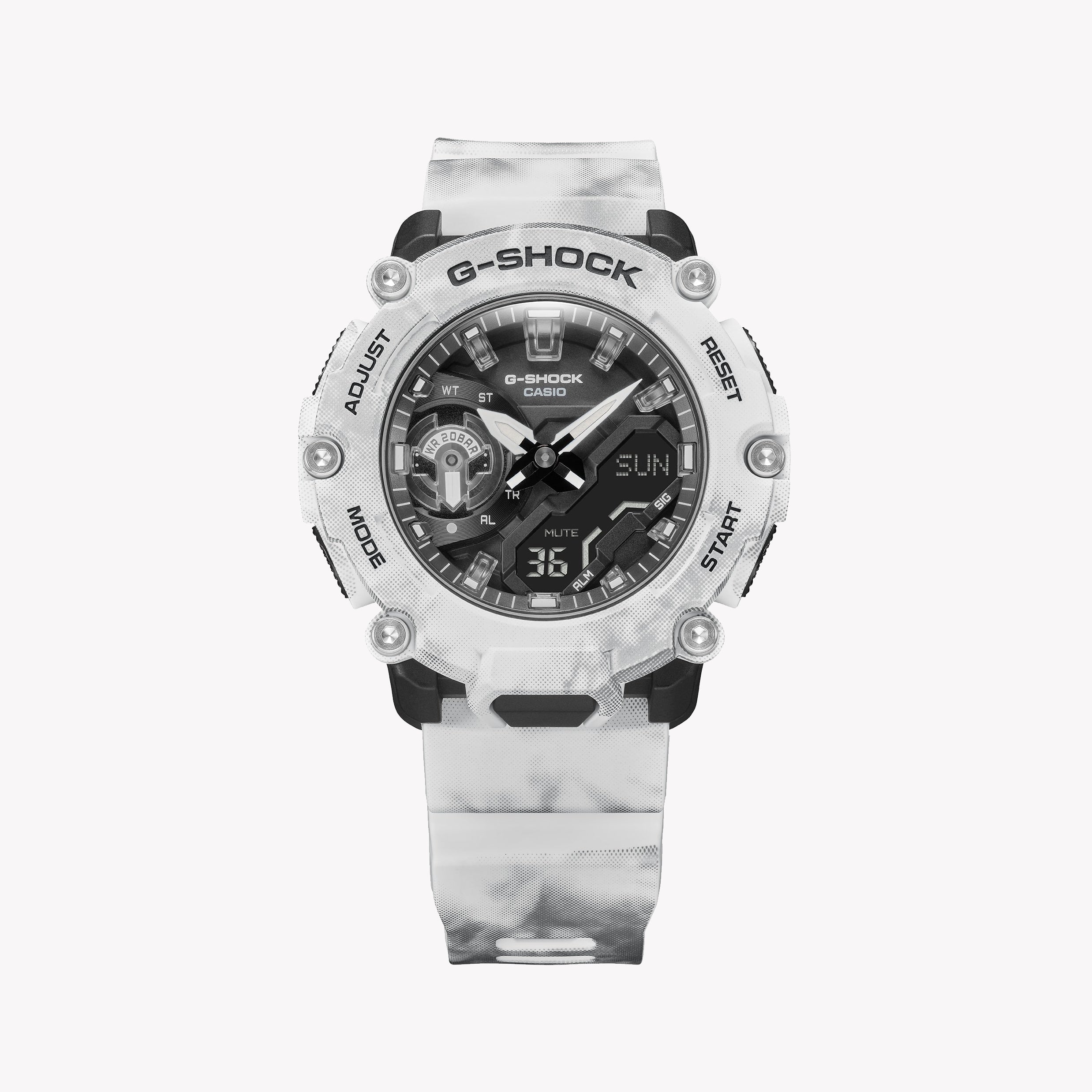 CASIO G-SHOCK GA-2200GC-7ADR - SPORTY ELEGANCE MEN'S WATCH with White Resin Band & Vibrant Digital Dial