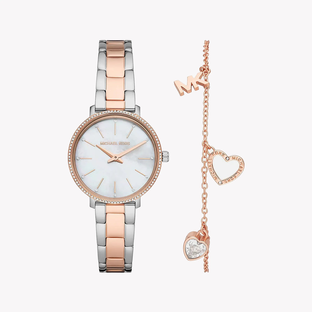 Michael Kors Women's Silver-Rose Gold Watch, White Dial | Mk1066set by i-watch
