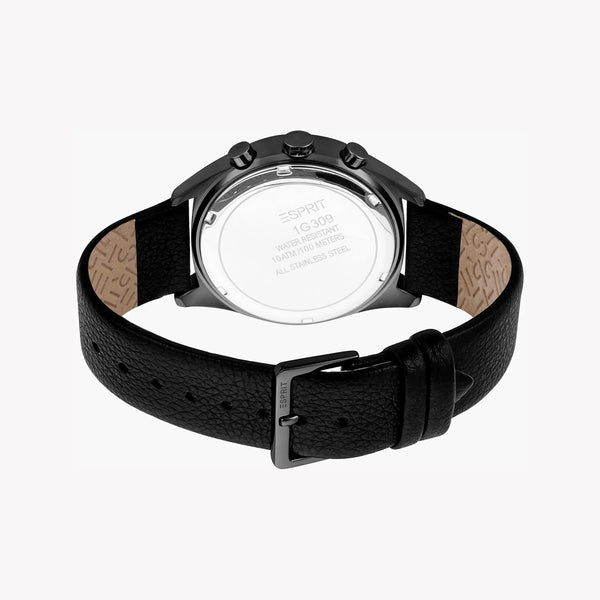 ESPRIT MEN'S STAINLESS STEEL TIMEPIECE - CLASSIC BLACK LEATHER & BLUE DIAL ELEGANCE-i-Watch-3