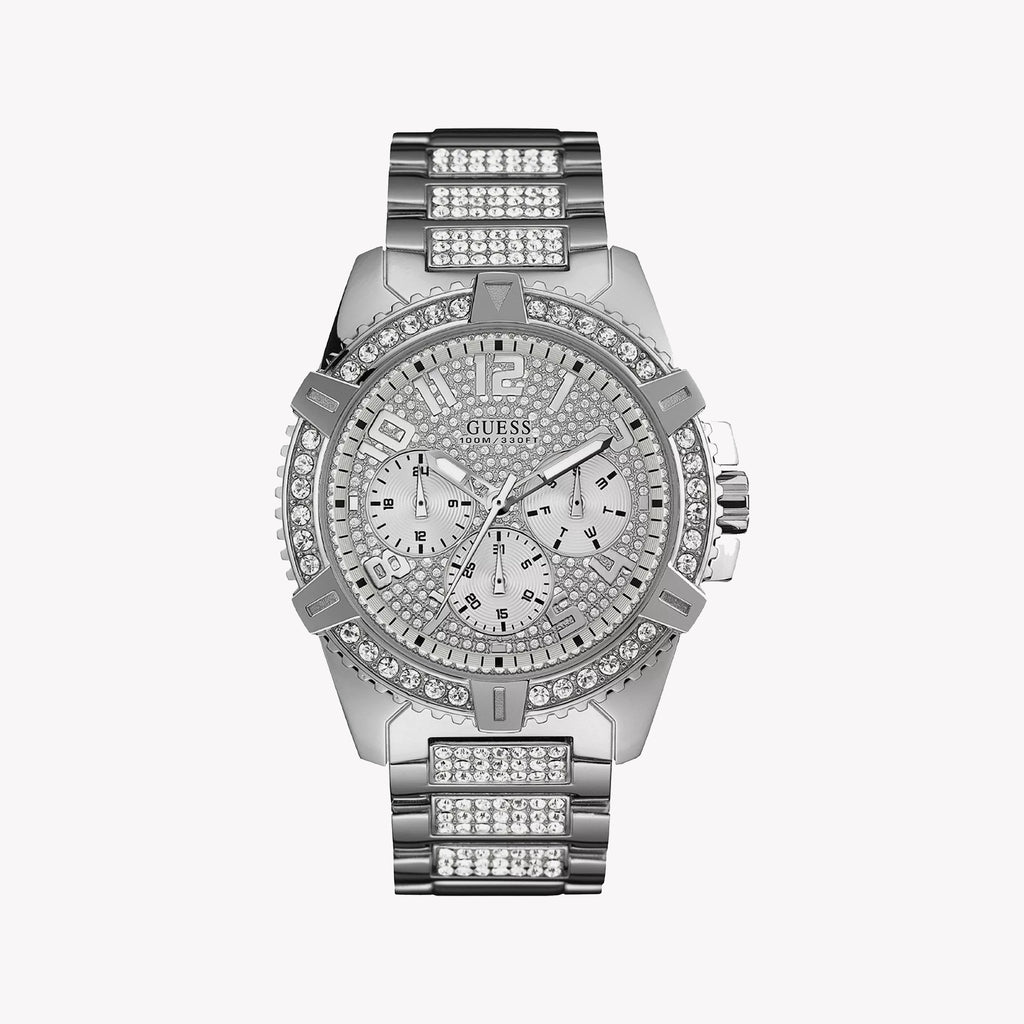 GUESS W0799G1 TIMEPIECE - BOLD SILVER STAINLESS STEEL MEN'S WATCH WITH WATER RESISTANCE