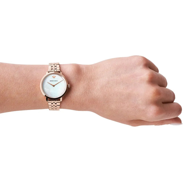 Emporio Armani Women's Rose Gold Watch, White Dial | Ar11158 by i-watch