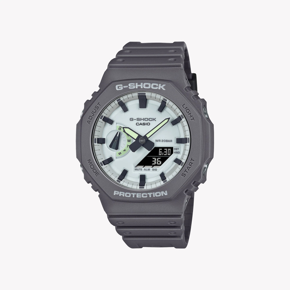 Casio Men's Grey Carbon & Resin Watch, White Dial | Ga-2100hd-8aer by i-watch
