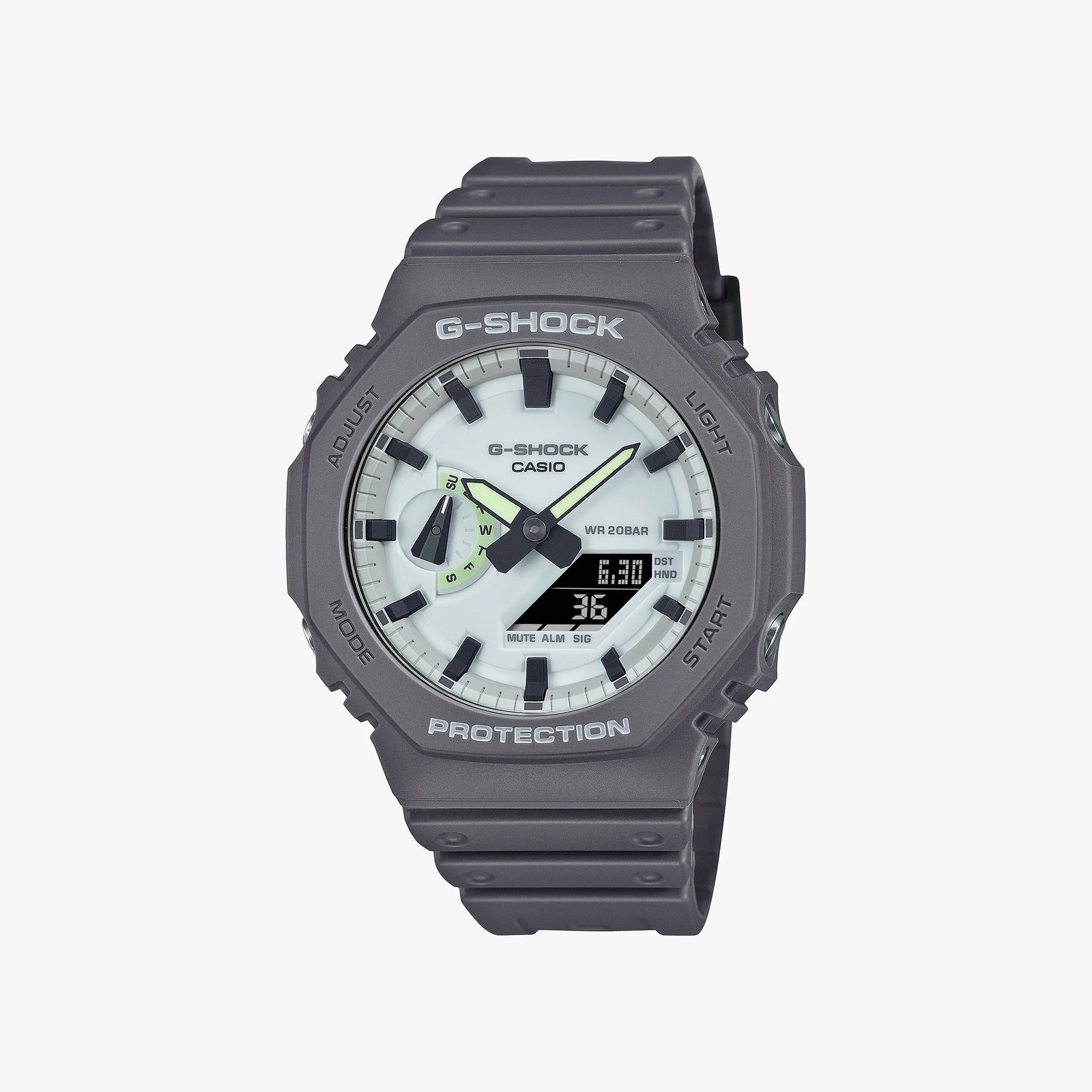 Casio Men's Grey Carbon & Resin Watch, White Dial | Ga-2100hd-8aer by i-watch