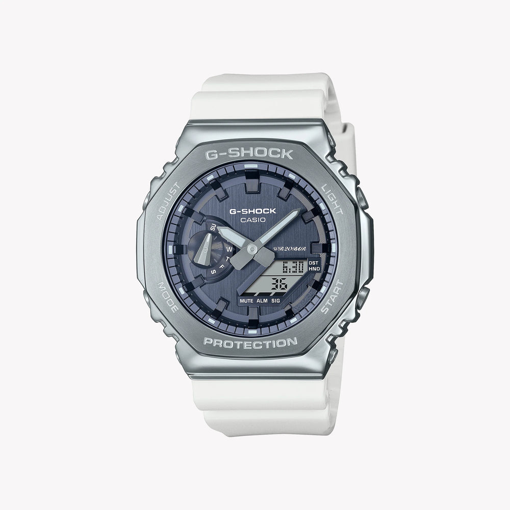 Casio G-Shock Men's Silver Resin & Stainless Steel, White | Gm-2100ws-7aer by i-watch