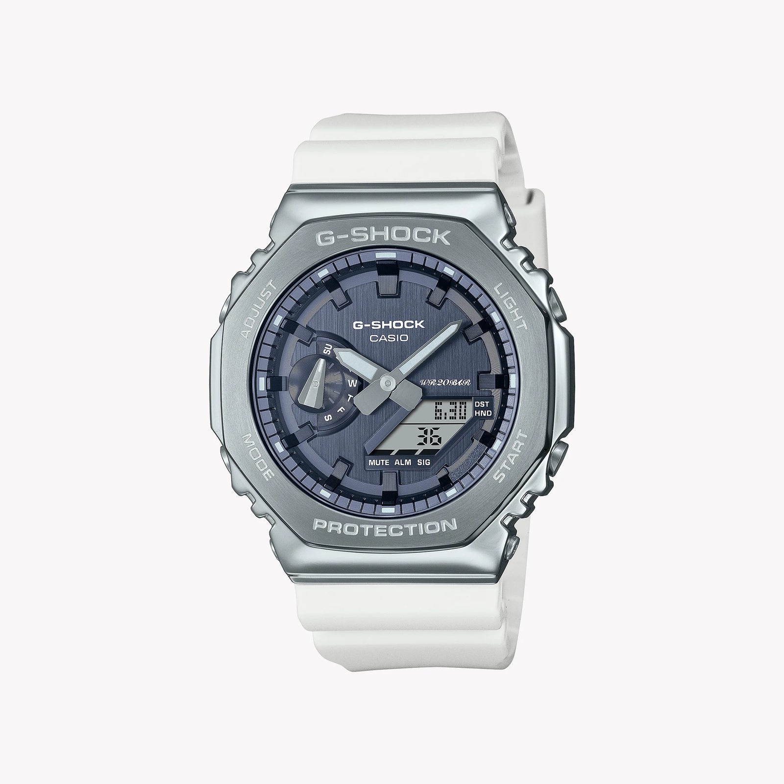 Casio G-Shock Men's Silver Resin & Stainless Steel, White | Gm-2100ws-7aer by i-watch