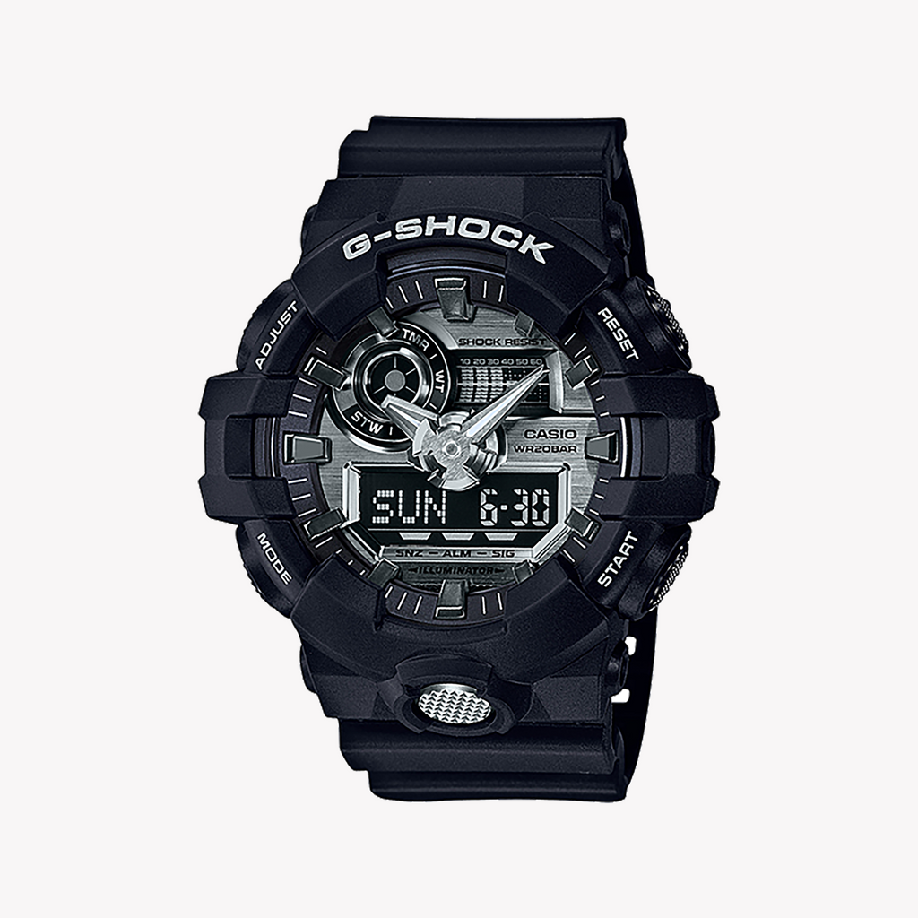 CASIO G-SHOCK GA-710-1A BOLD ADVENTURE - MEN'S SPORTY RESILIENT BLACK WATCH with LED Light and 200m Water Resistance