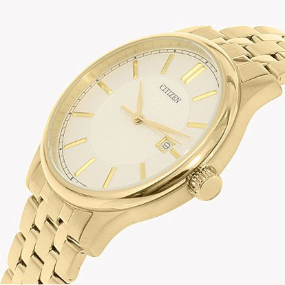 CITIZEN BI1052-51A GOLD ÉLITE - Men's Quartz Watch with Chic White Dial & Durable Stainless Steel Band