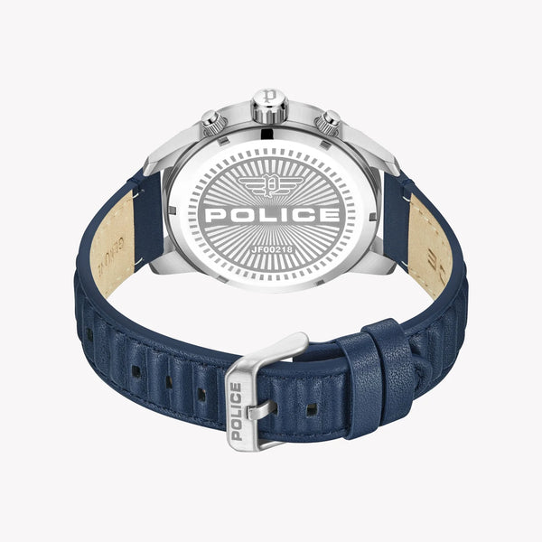 Police Men's Silver Stainless Steel, Blue Leather | Pewjf0021801 by i-watch