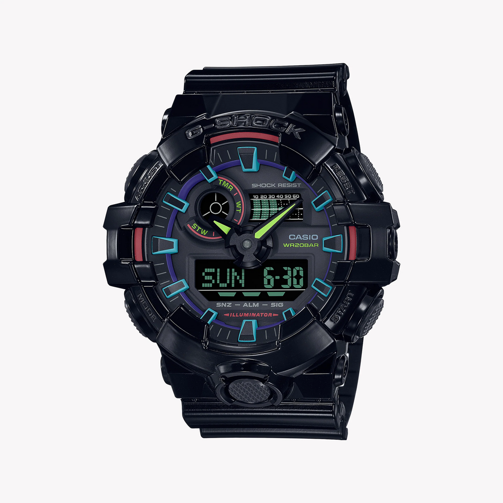 G-Shock Men's Black Resin Watch, Digital Dial | Ga-700rgb-1adr by i-watch