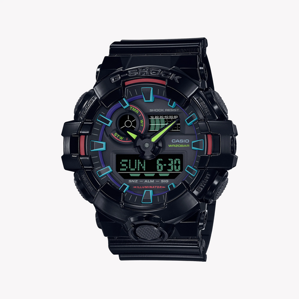 G-Shock Men's Black Resin Watch, Digital Dial | Ga-700rgb-1adr by i-watch