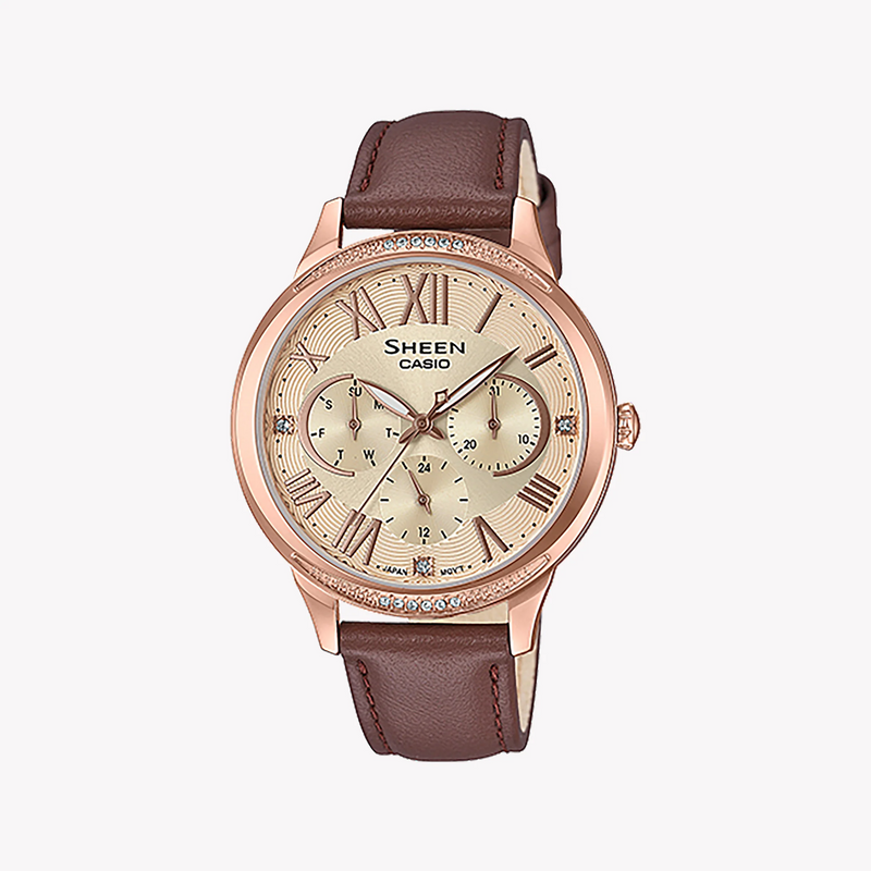 Casio She-3058pgl-9audf Elegant Adventure - Rose Gold Leather Women's Watch by i-watch