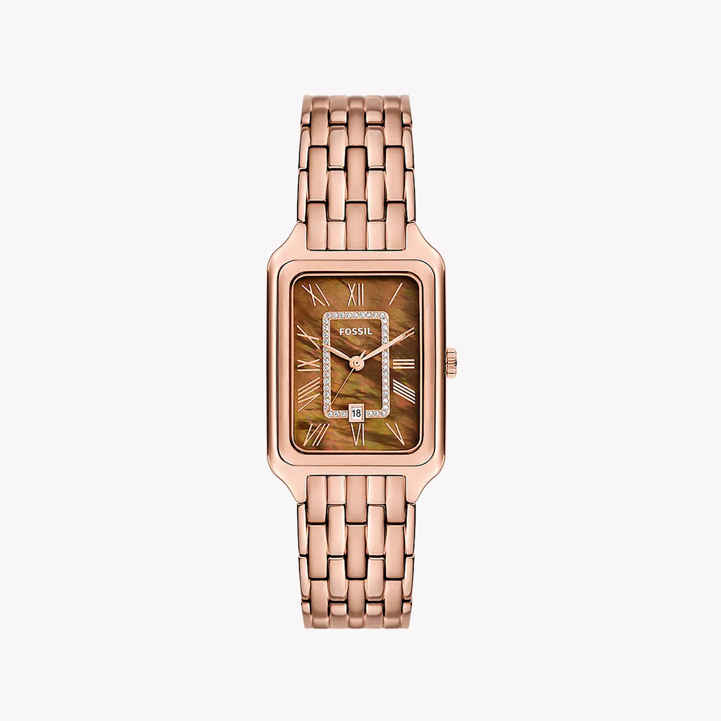 FOSSIL Women's Watch with Rose Gold Stainless Steel Case and Rose Gold Stainless Steel Band