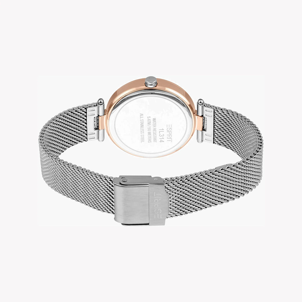 Esprit Women's Rose Gold Dial Watch, Silver Band | Es1l007m0025 by i-watch