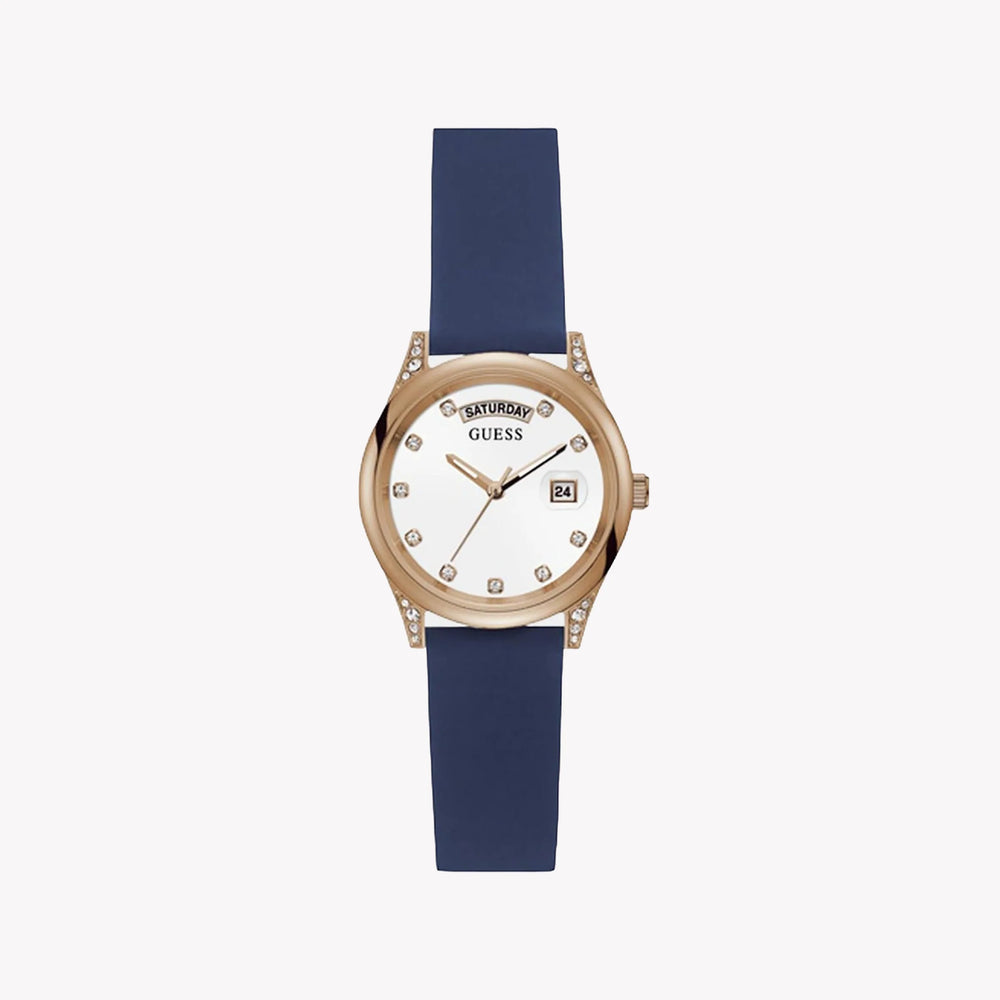 Guess Women's Rose Gold Watch, Blue Silicone Band | Gw0356l1 by i-watch