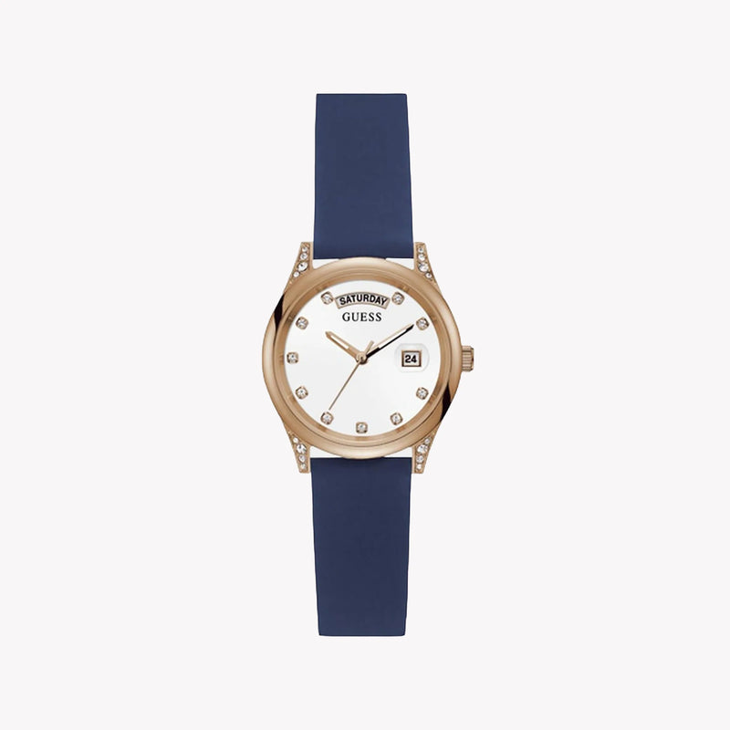 Guess Women's Rose Gold Watch, Blue Silicone Band | Gw0356l1 by i-watch