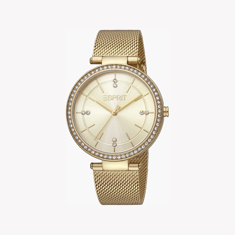 Esprit Women's Gold Stainless Steel Watch, Champagne Dial | Es1l123m0014 by i-watch