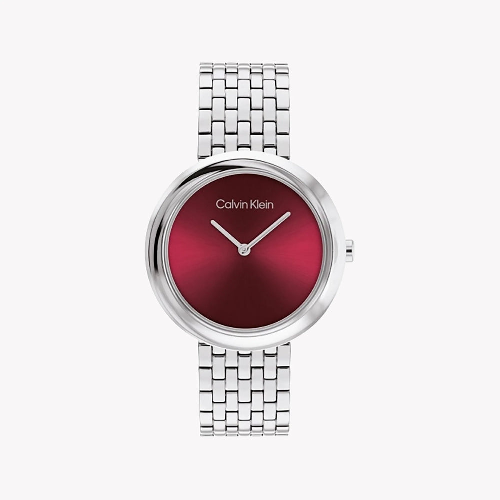 Ck Calvin Klein Women's Silver Watch, Red Dial | 25100064 by i-watch