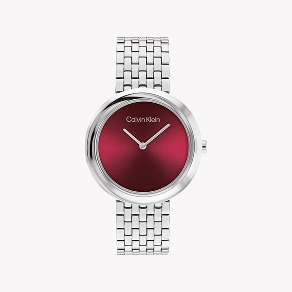 Ck Calvin Klein Women's Silver Watch, Red Dial | 25100064 by i-watch