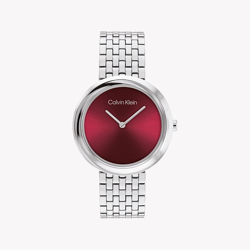 Ck Calvin Klein Women's Silver Watch, Red Dial | 25100064 by i-watch