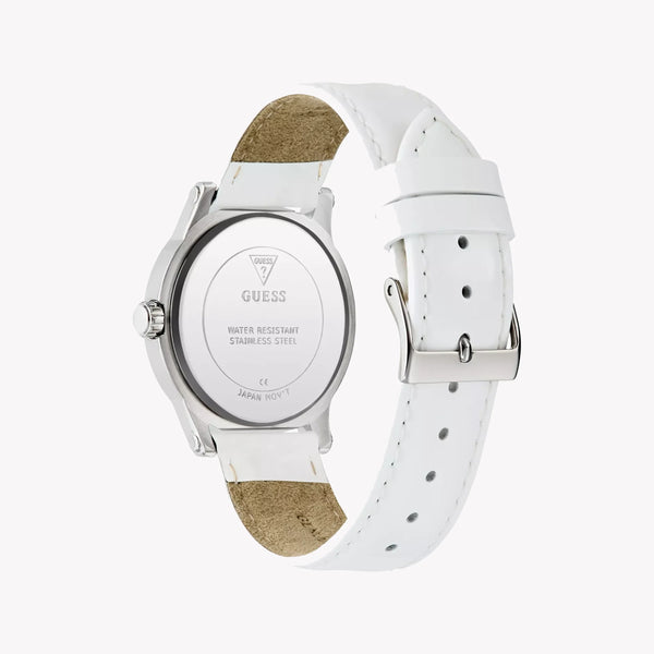 Guess Women's Silver Watch, White Leather Band | Gw0860l3 by i-watch