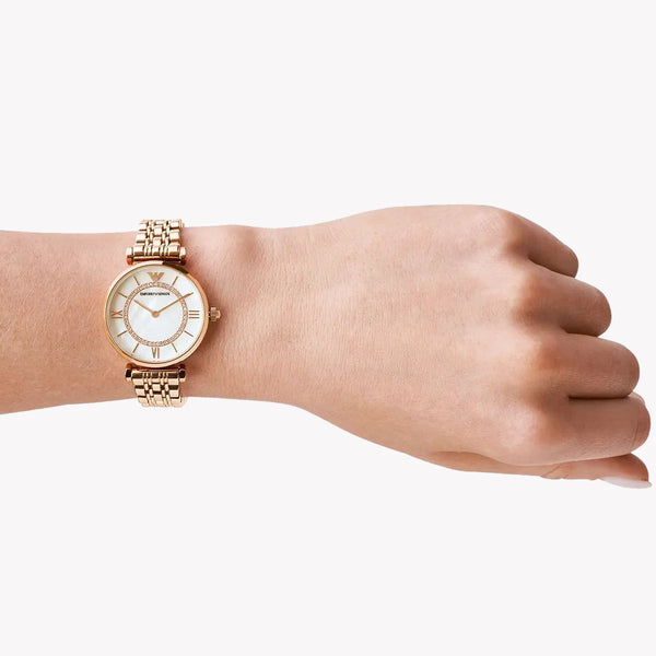 Emporio Armani Women's Rose Gold Watch, White Dial | Ar1909 by i-watch