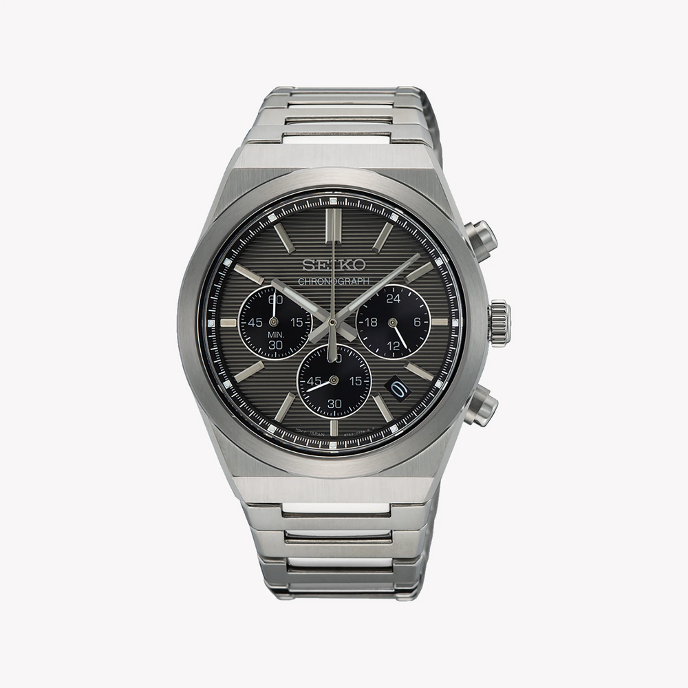 Seiko Men's Silver Stainless Steel, Black Dial | Ssb455p1 by i-watch
