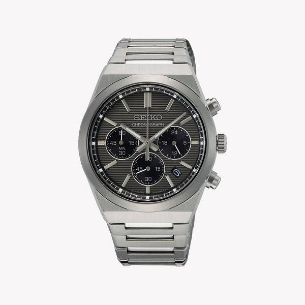 Seiko Men's Silver Stainless Steel, Black Dial | Ssb455p1 by i-watch