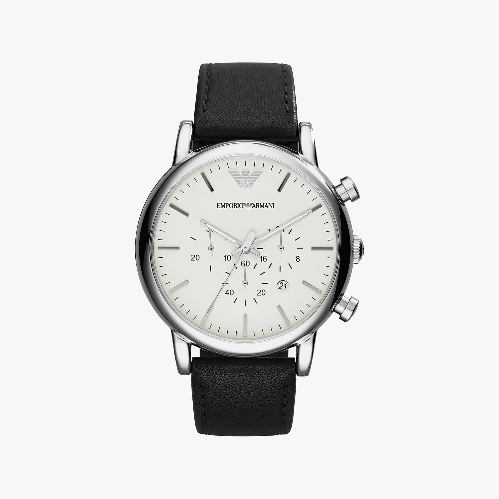 Emporio Armani Men's Silver Watch, Black Leather | Ar1807 by i-watch