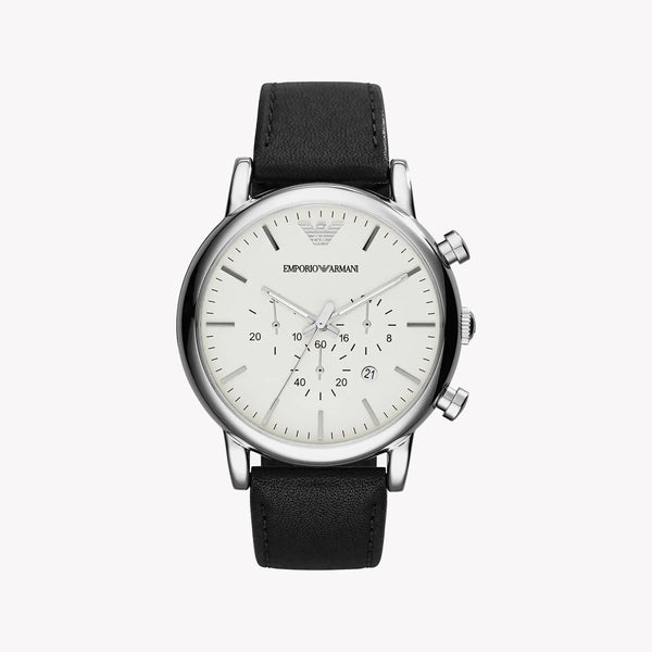 Emporio Armani Men's Silver Watch, Black Leather | Ar1807 by i-watch