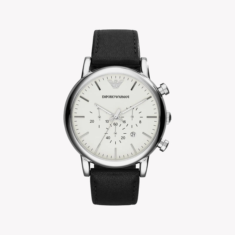Emporio Armani Men's Silver Watch, Black Leather | Ar1807 by i-watch