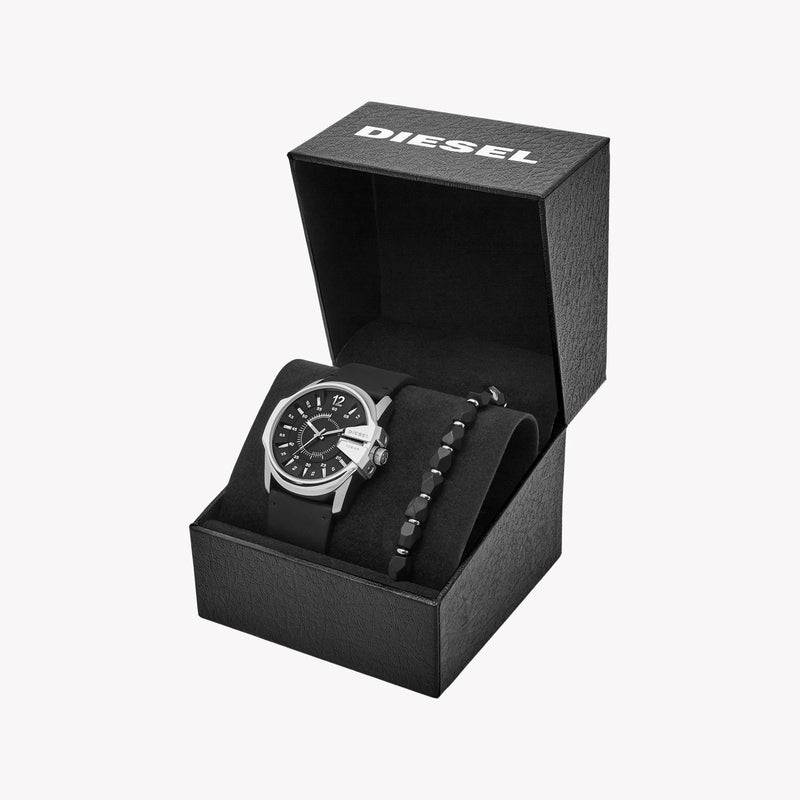 Diesel Men's Black Stainless Steel Watch, Silver Leather | Dz1907 by i-watch