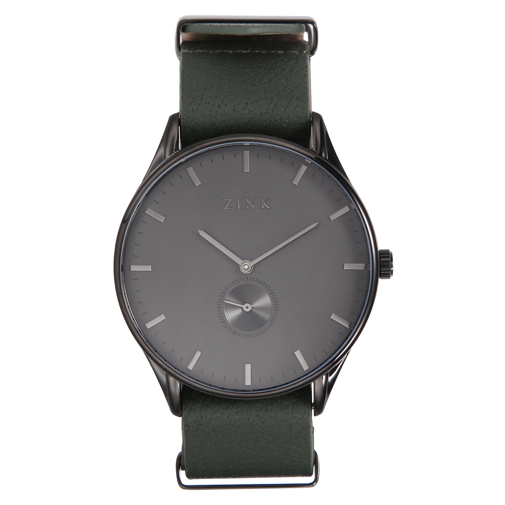 ZINK ZK130G5LS-32S ELEGANT TIMEPIECE - GREEN LEATHER BAND & BLACK DIAL Men's Watch