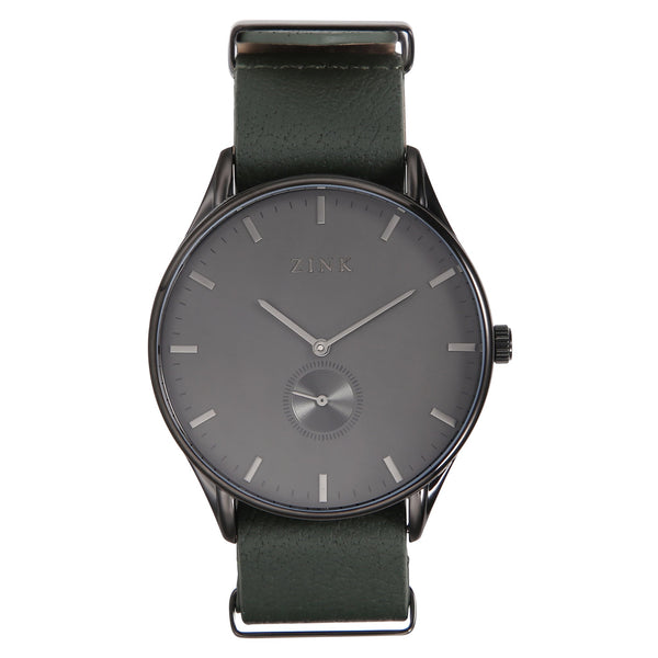 Zink Zk130g5ls-32s Elegant Timepiece - Green Leather Band & Black Dial Men's Watch by i-watch