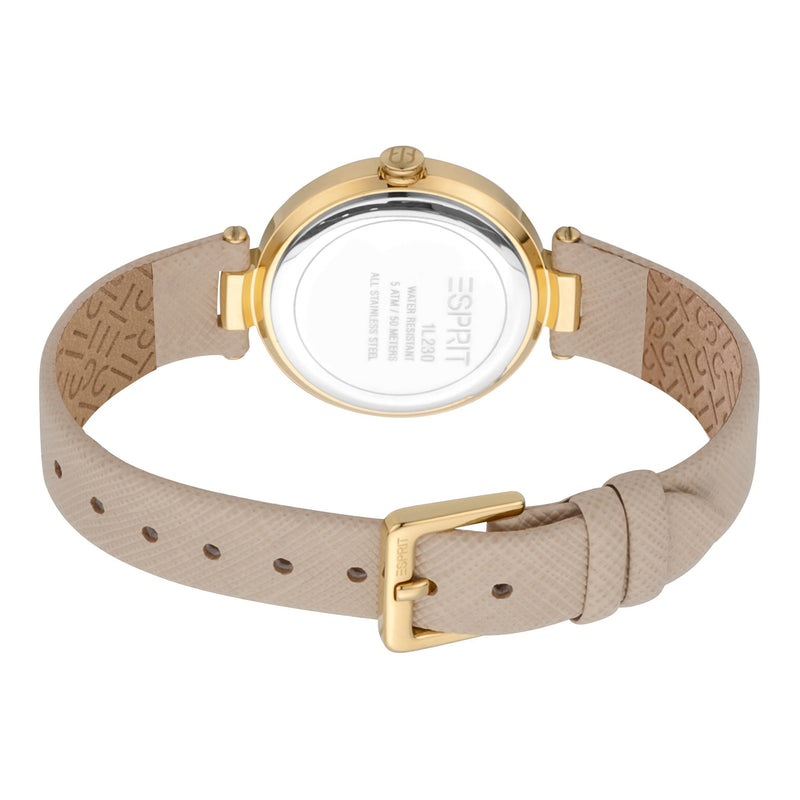 Esprit Women's Watch With Silver Stainless Steel Case And Beige Leather Band by i-watch