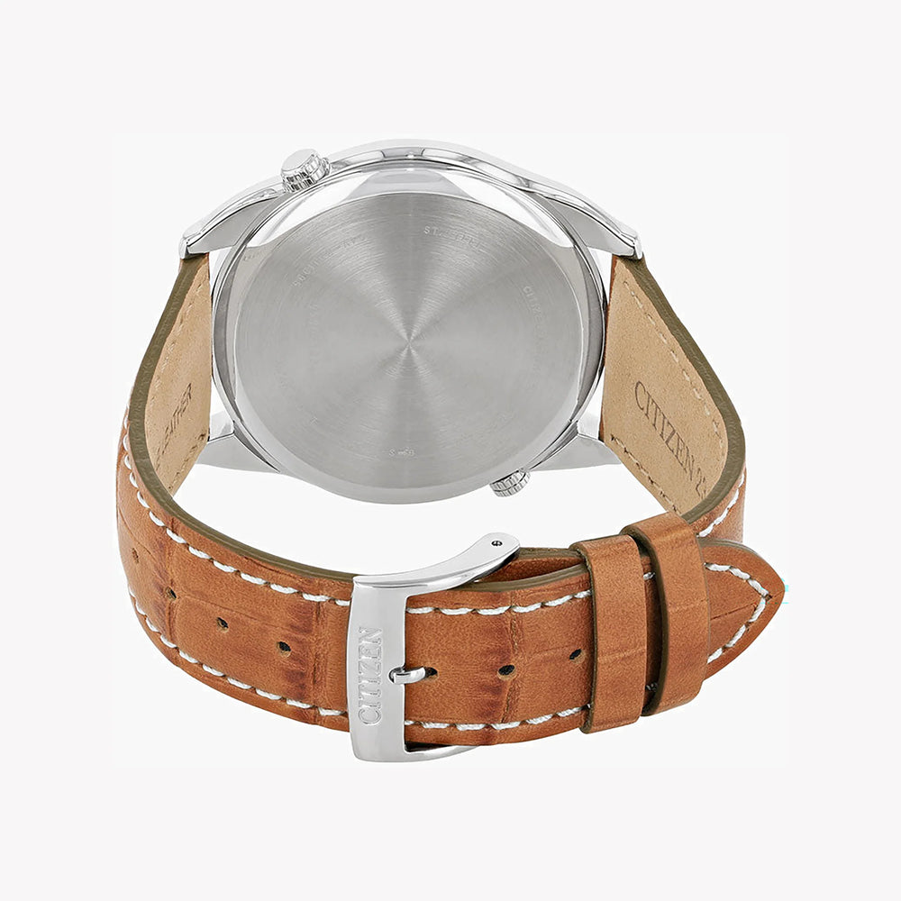 Citizen Ao3030-08e Timeless Explorer - Men's Dual Time Watch In Stainless Steel & Calf Leather by i-watch
