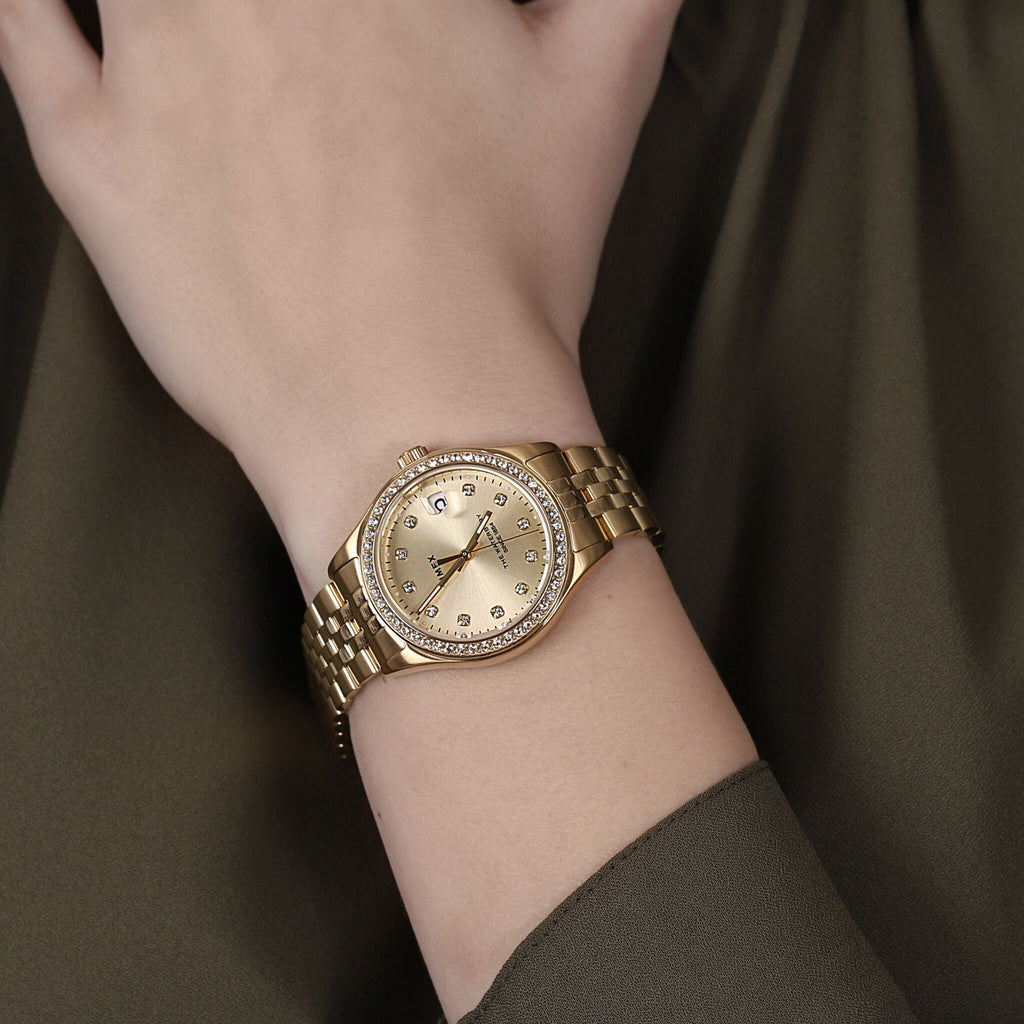 Timex Women's Gold Stainless Steel Watch, Round Dial | Tw2u53800