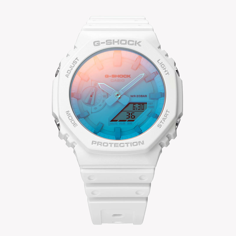 Casio Men's White Resin Watch, Blue Dial | Ga-2100tl-7aer by i-watch