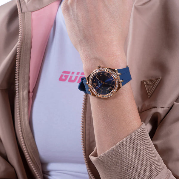 Guess Women's Rose Gold & Blue Silicone Watch | Gw0034l4 by i-watch