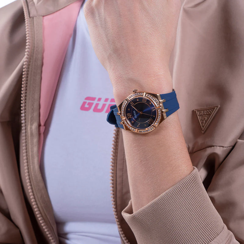 Guess Women's Rose Gold & Blue Silicone Watch | Gw0034l4 by i-watch
