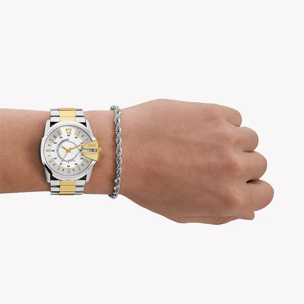 Diesel Men's Silver & Gold Watch, White Dial | Dz2182set by i-watch