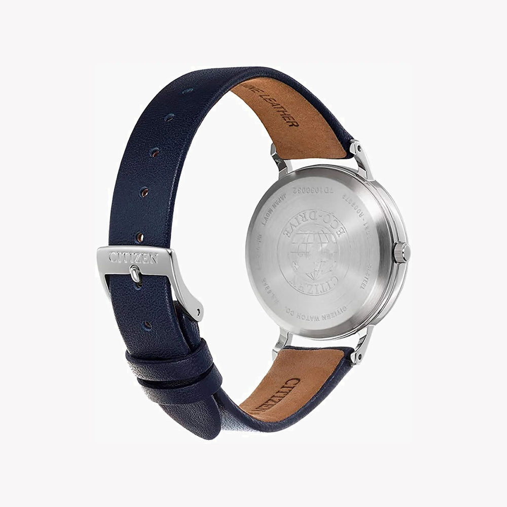Citizen Em0571-16a Radiant Elegance - Chic Women's Eco-Drive Watch With Silver Case & Blue Leather Band by i-watch