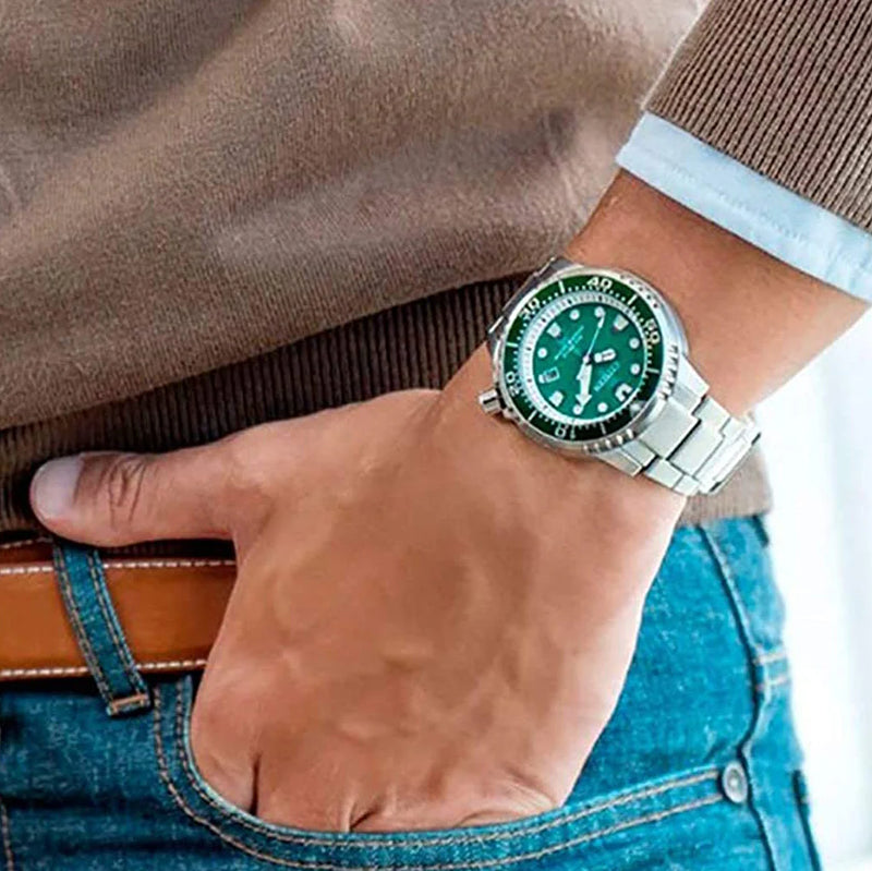 Citizen Men's Silver Stainless Steel Watch, Green Dial | Bn0158-85x by i-watch