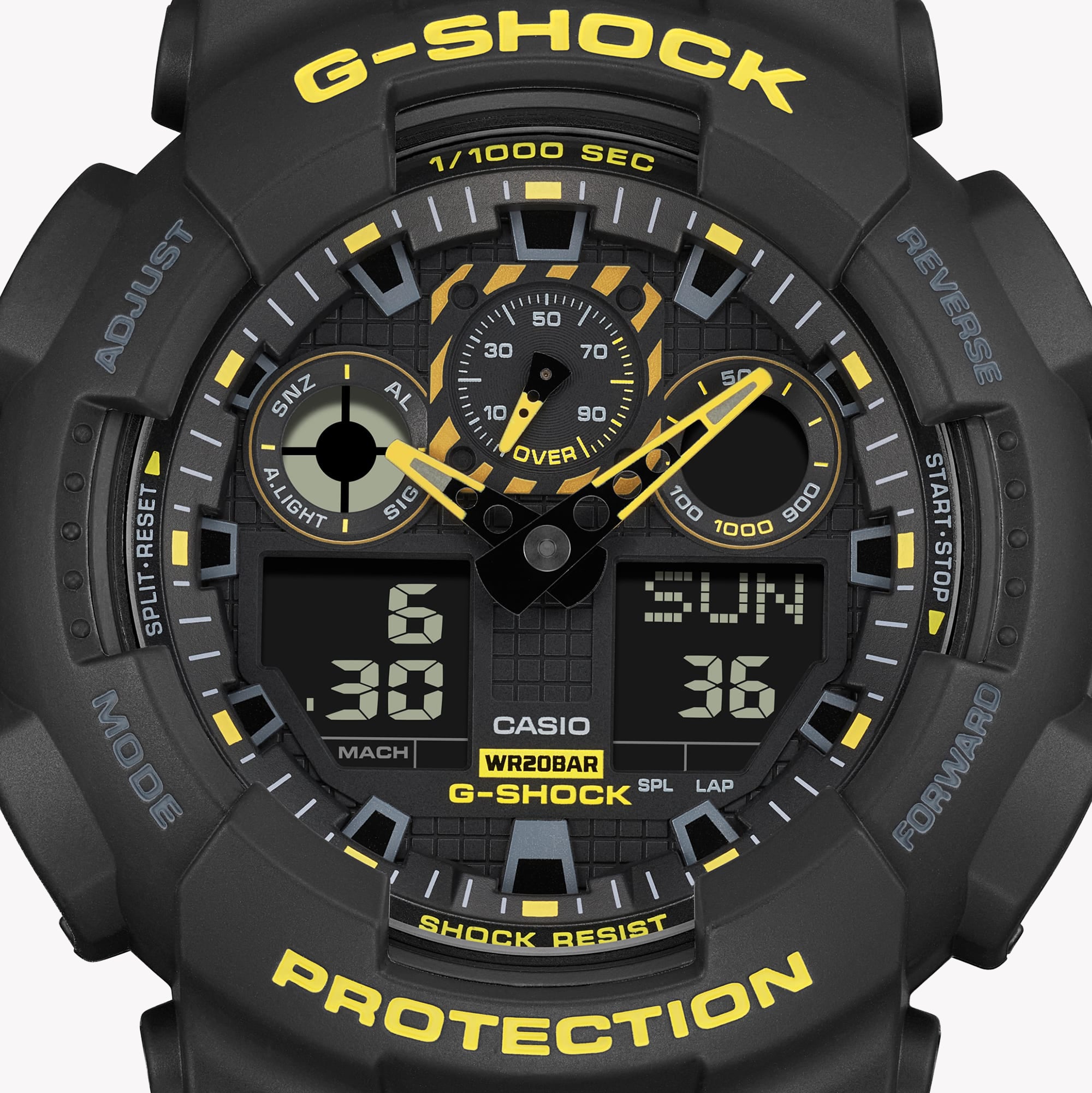 CASIO G-SHOCK GA-100CY-1ADR RUGGED ELEGANCE - BLACK POWERHOUSE Men's Watch with durable resin band and striking digital dial