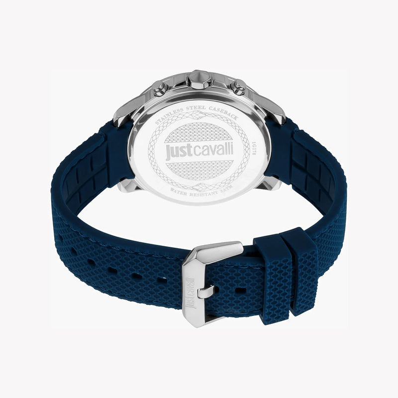 Just Cavalli Men's Blue Silicone Watch, Silver Case | Jc1g178p0025 by i-watch