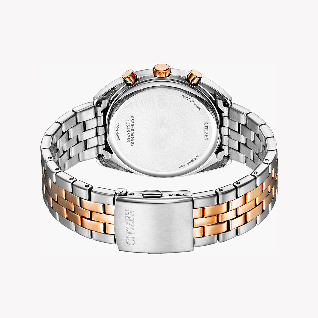 CITIZEN AN8216-50L DYNAMIC PRECISION - STYLISH MEN'S CHRONOGRAPH WATCH with Blue Dial & Silver-Rose Gold Band-i-Watch-2