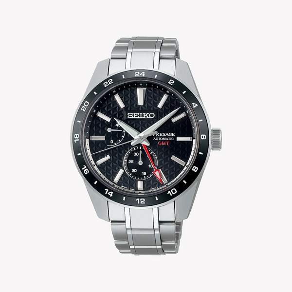 Seiko Presage Men's Silver Watch, Black Dial | Spb221j1