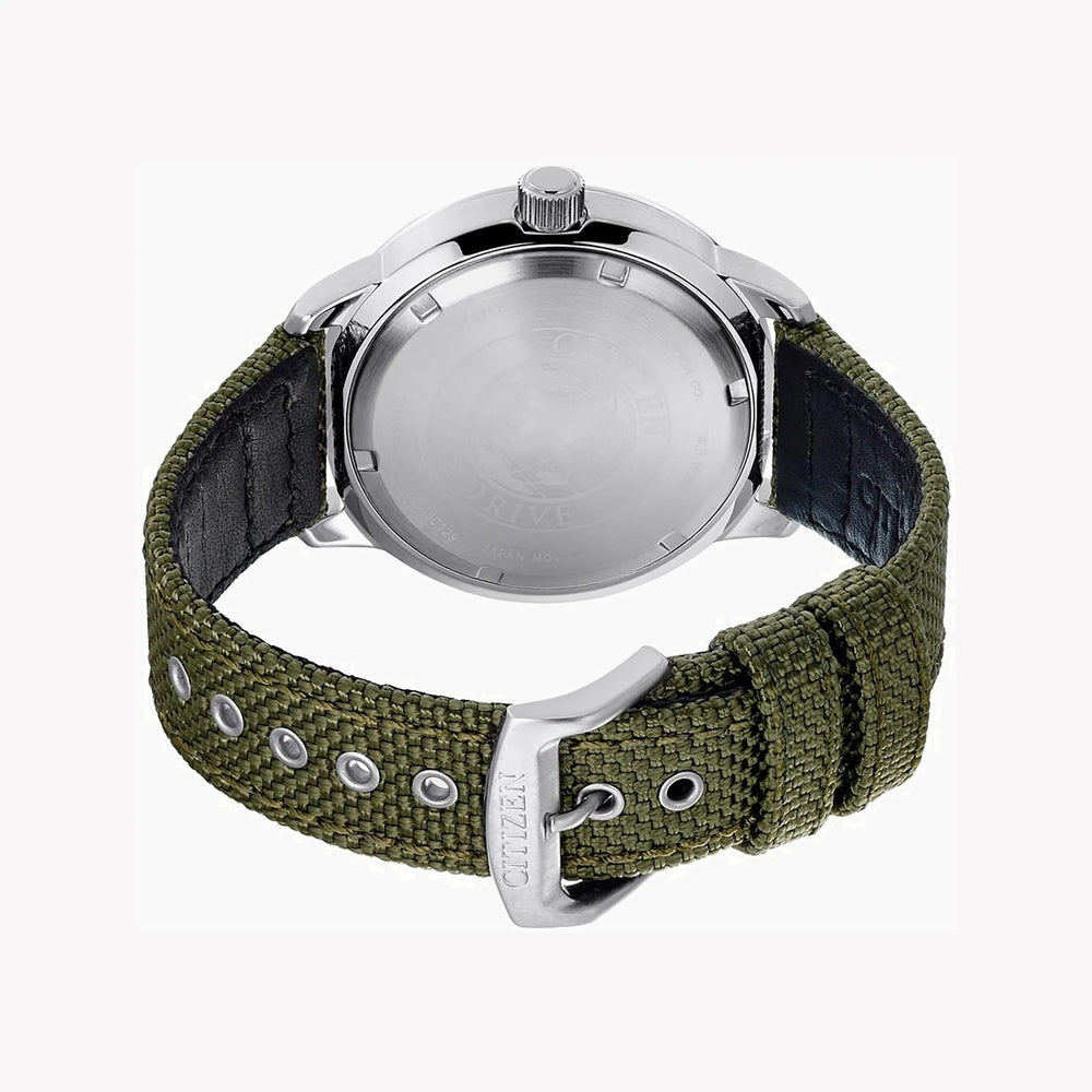 Citizen Bm7390-22x - Modern Eco-Drive Men's Watch With Silver Case & Green Nylon Band by i-watch