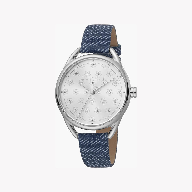 Esprit Women's Blue Leather Watch, Silver Dial | Es1l170m0015 by i-watch